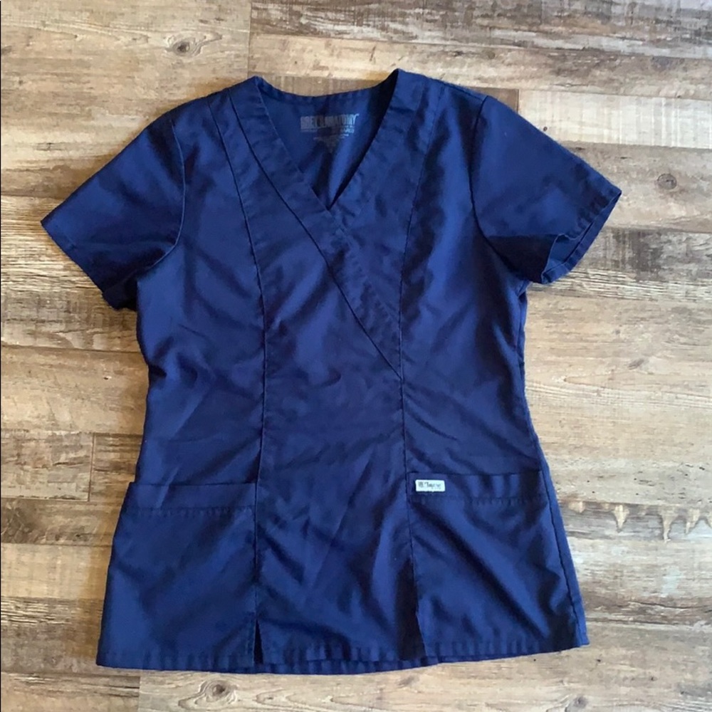 Greys Anatomy 3 Panel Scrub Top, Navy Small